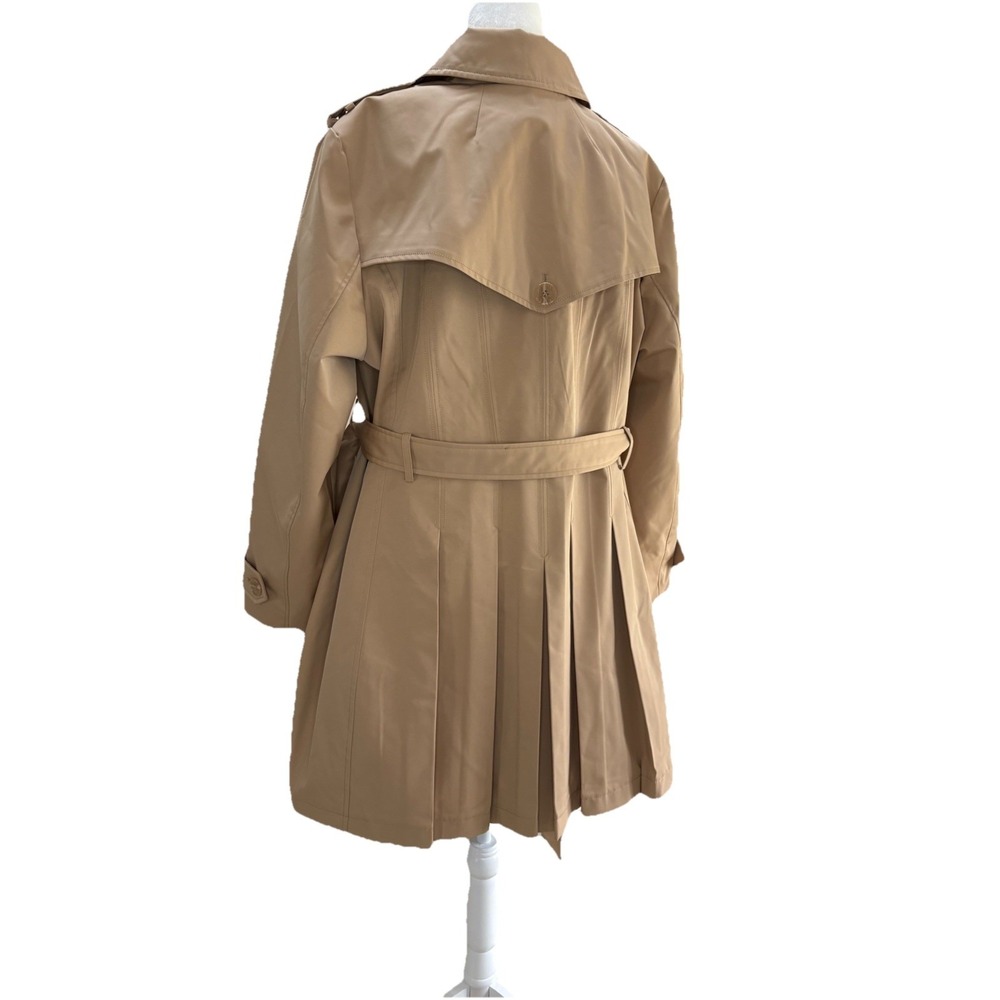 NWT Kate Spade Trench Coat Tan Carmel Classic Pleated Back Skirt Size Woman XXL - Picture 6 of 14